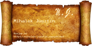Mihalek Jusztin névjegykártya